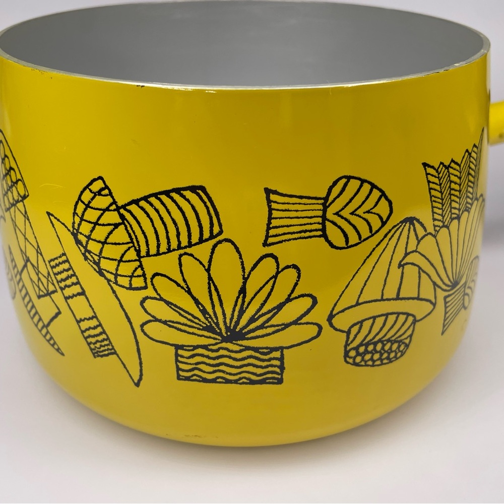 Vintage 1970s 70s MCM Yellow Mushroom Fondue pot Saucepan Cookware - Picture 8 of 12